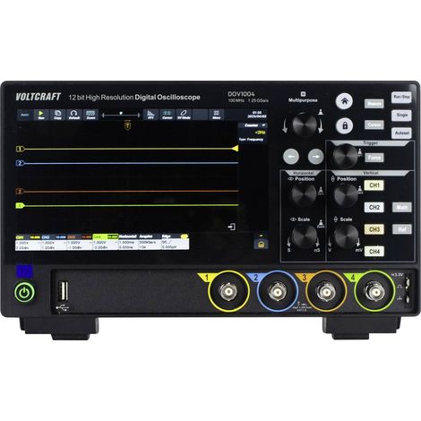 VOLTCRAFT DOV1004 Oscilloscopio digitale 100 MHz 4 canali 1.25 Gsa/s 50 Mpts 12 Bit Memoria digitale (DSO) 1 pz.