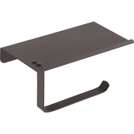 Porte-essuie-tout en acier inoxydable, sans perforation, distributeur de papier toilette double usage pour salle de bain K6 Noir (1/5)