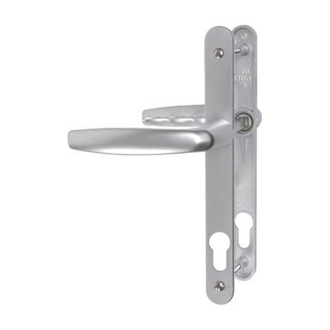 Poignée de porte sur plaque étroit argent - Clé I - 195mm - Entr.92 C.8 - ép.68/77