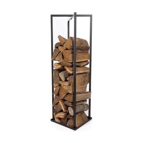 Perel Soporte para leña indoor outdoor, estantería metálica negra para almacenamiento de leña, porta leña para chimenea o estufa, firewood rack, 34 x 34 x 118 cm