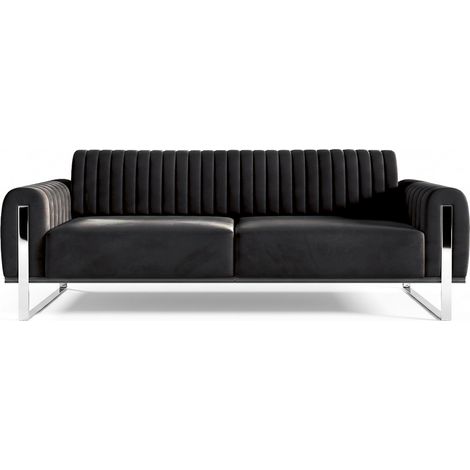 Selsey Parissa - Schlafsofa, Samt Schwarz verchromte Füße, 228 cm (1/5)