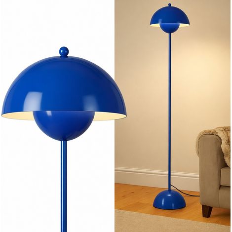 Lampadaire champignon en métal bleu cobalt 160 cm (1/5)