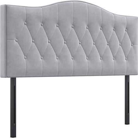 Kopfteil für Bett Polsterkopfteil Bett Kopf Rückenlehne Bettkopfteil in grau Pappel Samt Stoff 185 x 8 x 134 cm
