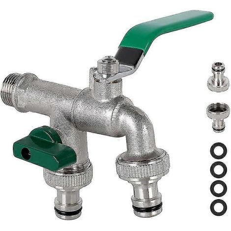 Robinet double sortie 1/2 pouce, protection antirouille et antigel, robinet en laiton de haute qualité avec double connexion