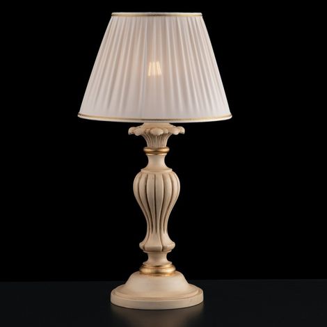 Lámpara en madera y pulpa de madera marfil y pan de oro 1 luz dm.30