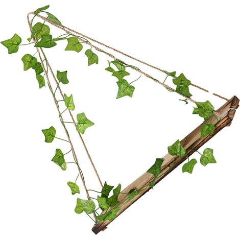 Étagère Suspendue en Bois Lierre Artificiel Décoration Murale Lumineuse LED Support de Rangement Pivotant pour Plantes et Objets Salon Chambre et Bureau Ornement Artistique (1/5)