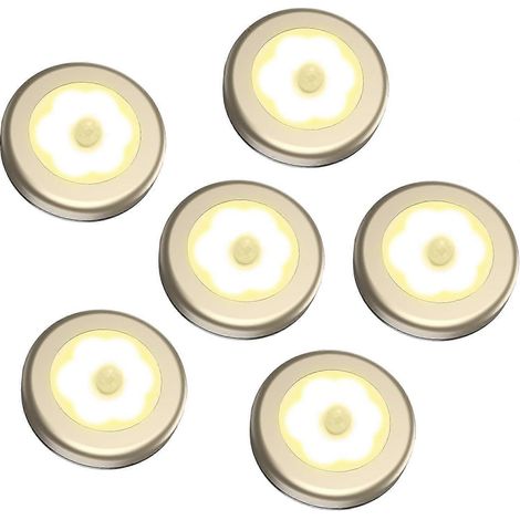 Nouvelle veilleuse LED sans fil à détecteur de mouvement, lot de 6, alimentée par piles. (1/5)