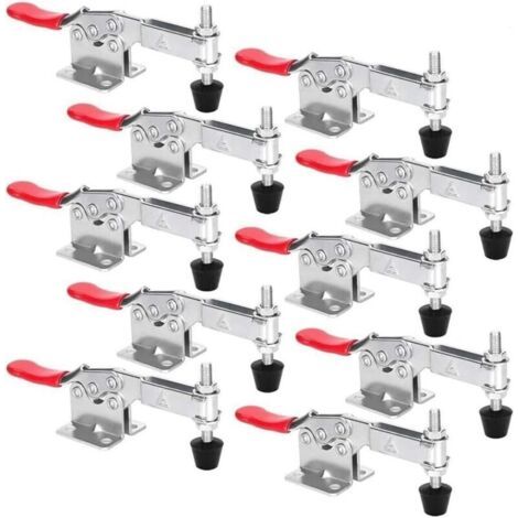 Lot de 10 pinces à levier fixes, robustes et antidérapantes, à dégagement rapide, horizontales (1/5)