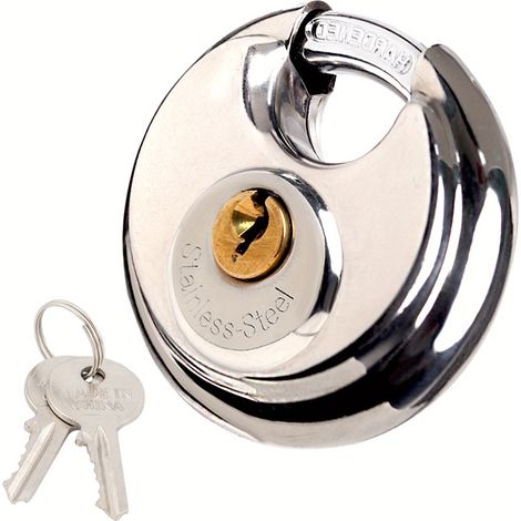1 cadenas rond robuste en acier inoxydable avec 2 clés - Convient pour les casiers, les abris de jardin et les garages (1/5)