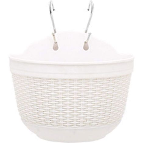 Self-Watering Hanging Flower Pot with Water Reservoir for Wall or Garden Decoration 25 x 16.5 x 15 cm, White (1/5)