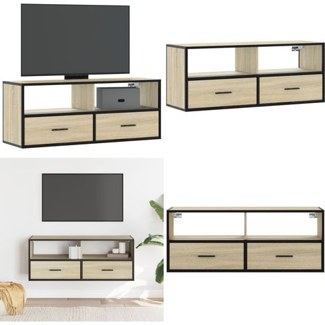 vidaXL TV-Schrank Sonoma-Eiche 100x31x39,5 cm Holzwerkstoff und Metall