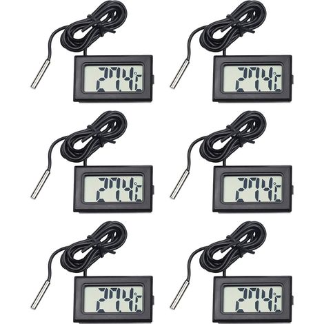 6 Pièces thermometre frigidaire, thermomètre aquarium avec sondeMini Thermomètre Numérique LCD Température pour Réfrigérateur et Congélateur, Étanche, Affichage LCD Clair, Fonction Mémoire Min/Max (1/5)