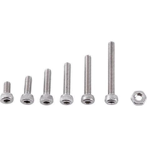 Assortiment de 250 vis à six pans creux M2 avec écrous hexagonaux en acier inoxydable A2 (tête cylindrique) (1/5)