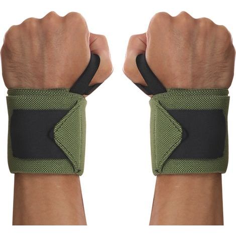 Bracelets de musculation robustes pour poignets - Renforts antidérapants pour une meilleure stabilité du poignet, parfaits pour la musculation et les entraînements en salle - verts (1/5)