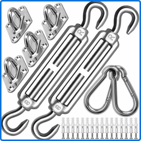 Heavy-duty M8 shade sail fixing kit, 304 stainless steel awning fixing kit for triangle and square shapes, accessory kit (M8) Ikodm (1/5)