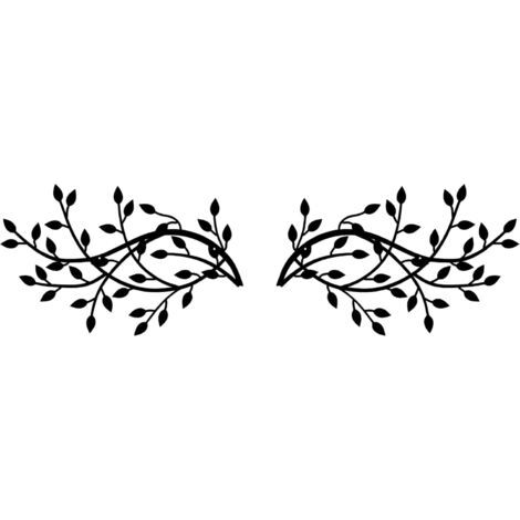 Décoration murale en métal noir – 2 feuilles d'arbre en acier galvanisé – Design branche d'olivier – Dimensions 15 x 9.4 inch (1/5)