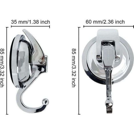Set mit 2 leistungsstarken Saugnapfhaken für Bad, Wandmontage, Duschhaken, Handtuch- und Bademantelhaken aus Kunststoff für Küche und Glas – Tragkraft: 5 kg (1/4)