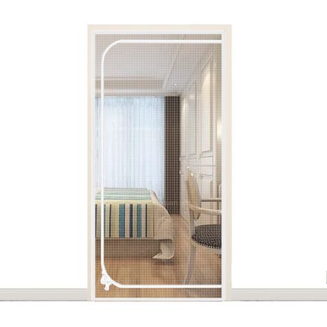 Moustiquaire renforcée pour portes et fenêtres, compatible avec tous types de portes et fenêtres, maille ultra-fine, fermeture éclair, type C - maille blanche à bords blancs, 70 x 120 cm