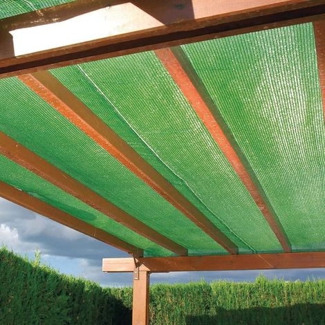 TrAdE Shop Traesio - Rotolo Rete Ombreggiante Verde Fitta 1.5x10 Mt Protezione Giardini Terrazze 017066 - (1/5)