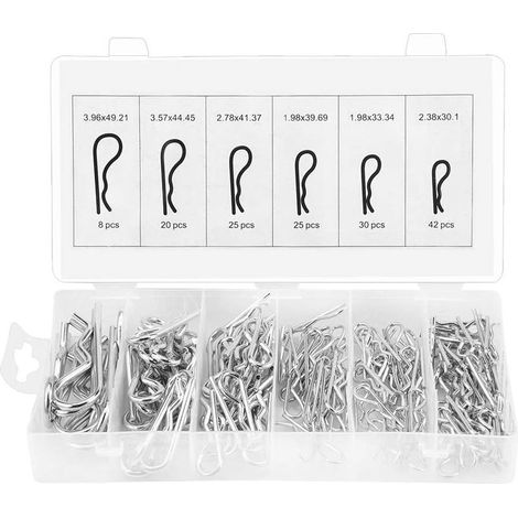 R-Clips – 150-teiliges Set aus verzinkten Stahlfederbolzen – Zur Befestigung an Anhängerkupplungen, Anhängern, LKWs und Verriegelungssystemen – 6 Größen (1/5)
