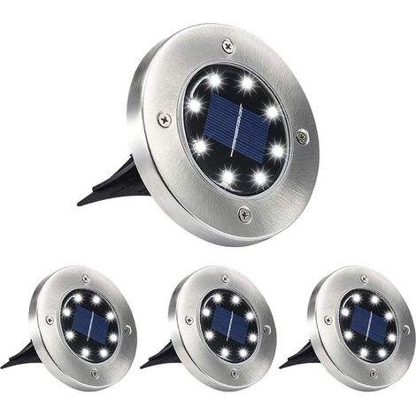 Lampes solaires de sol, lampes solaires étanches pour jardin extérieur, lampes de sol haute luminosité, adaptées à l'éclairage paysager des canaux, cours, pelouses, patios et allées (4 ensembles, 8 la (1/5)