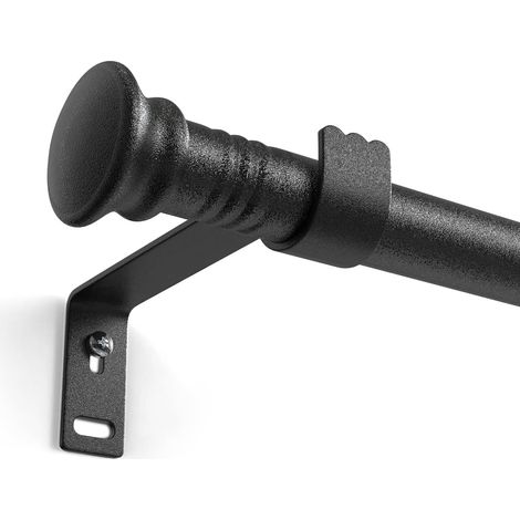 Tringle à rideau noire de 16mm pour fenêtre, 42-132cm Tringle à rideau ajustable pour petite fenêtre avec supports, installation par perçage (1/5)