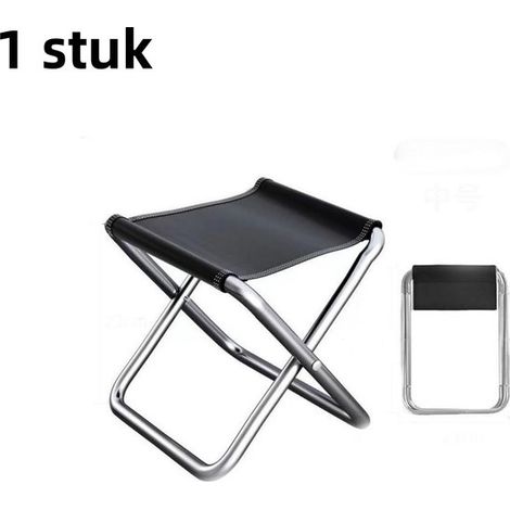 1 tabouret pliant d'extérieur - Portable - Idéal pour la pêche, se reposer à l'affût - Semi-pliable - Noir, taille moyenne (1/5)