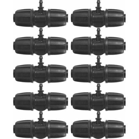 Conectores en T de púas ZVD de 16 mm a 4/7 para jardín, juego de 10 conectores para manguera de PE, sistema de riego de jardín (1/4)