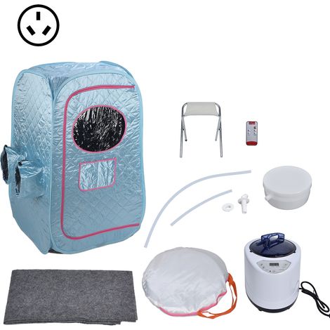 Kit Sauna à Vapeur 1000W Portable Cabine de Bain de Vapeur avec Réglage de Température 1-9 Niveaux pour Soins de Santé Bleu Prise AU 220-240V (1/5)