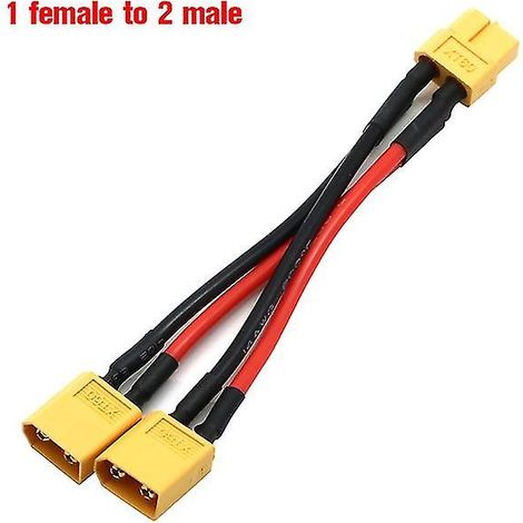 Connecteur de batterie parallèle XT60 1 vers 2 / 1 vers 3, câble mâle/femelle, rallonge double, répartiteur en Y, silicone W (1/5)