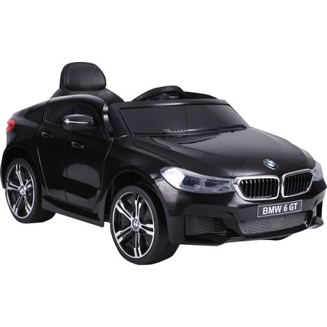 Elektrisches Kinderauto, 6 V, max. 3 km/h, Sound- und Lichteffekte, inklusive Fernbedienung, schwarzer BMW 6 GT