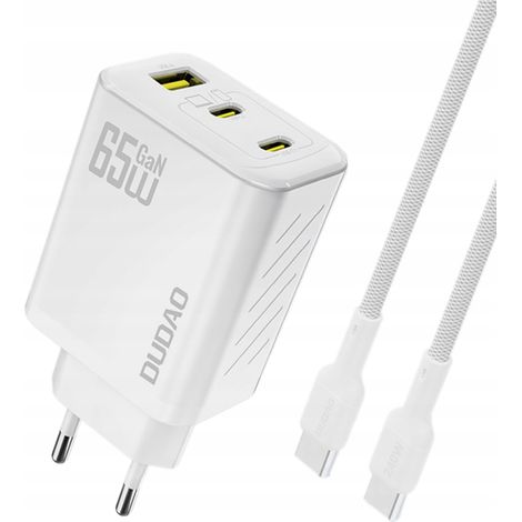 GaN-Wandladegerät mit USB-C-Kabel (1 m, 65 W) – weiß (1/5)