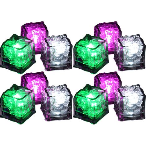 12 LED-Eiswürfel mit Flüssigkeitserkennung, romantisches Design, wasserdicht, aus Kunststoff, elektronische Bauteile, blinkende, leuchtende Eiswürfel (1/5)