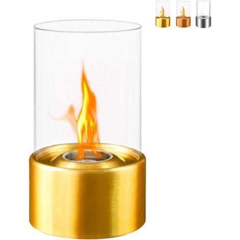 Zylindrischer Bioethanol-Kamin für Innen- und Außenbereich Marsiglia - Gold