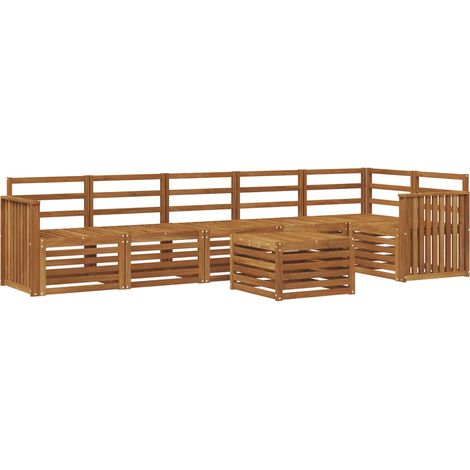 Sectional Sofa Set 7 pcs Natural Solid Acacia Wood vidaXL (1/5)