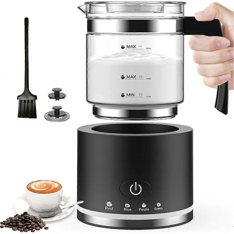 Mousseur à lait électrique verre mousseur à lait 4 en 1 fonction capacité 250ml cappuccino ou 500ml lait UE prise noir (1/5)