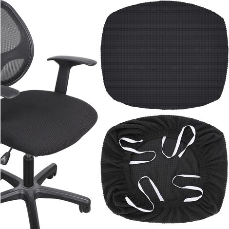 2pcs Housse de Chaise de Bureau,Housse de Siège de Chaise Anti-Poussière Amovible,Housse Assise Chaise Extensible,Housse de Fauteuil de Bureau,Noir (1/5)