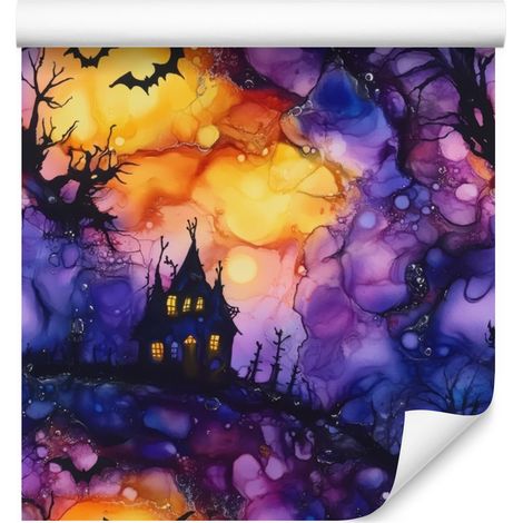 Papel pintado morado tinta y azul marino para salón y dormitorio, 50x1000 cm. (1/5)