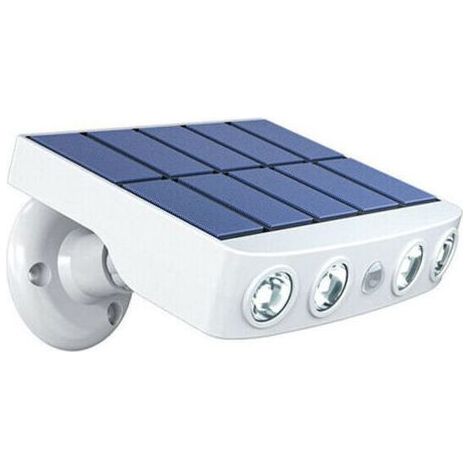 Lampe solaire extérieur étanche orientable avec détecteur de mouvement - Panneau a recharge rapide Haute Qualité - 4 Leds COB Blanc froid 500 Lumens - Allumage automatique IP65 Neige Pluie Chaleur (1/4)