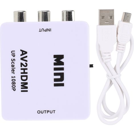 Convertisseur AV vers HDMI 1080P Alimenté par USB pour Décodeurs, DVD, Consoles de Jeu (Blanc) (1/5)
