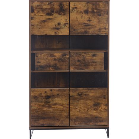 ELVMI Vitrine mit 2 Türen, 2 Schubladen, 6 Fächern, LED und Acryltüren für Wohnzimmer aus MDF 80 × 40 × 138 cm Schwarz (1/5)