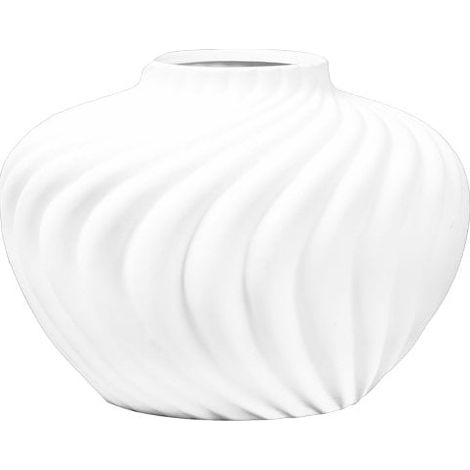 Vase Rond Décoratif Blanc Effet Crème Fouettée en Polyrésine 34,5 x 34,5 x 25,5 cm - PANGIVO (1/2)