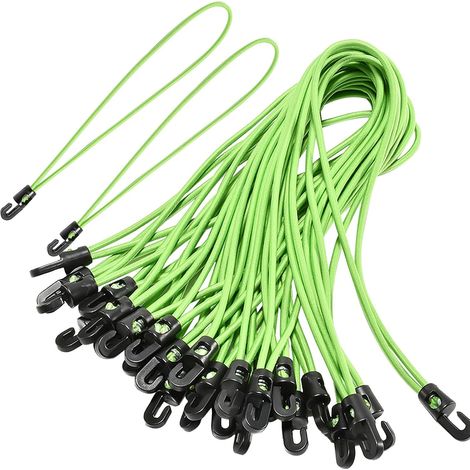 20 Pièces 26.5 cm Tendeurs Elastique avec Crochets, Tendeur Bache, Sandow Elastique pour Transport, Camping, Bagage, Bâche, Tente (Vert) (1/5)