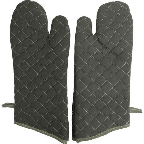 Gants de cuisine verts en coton épais, résistants à la chaleur pour four électrique (1/5)