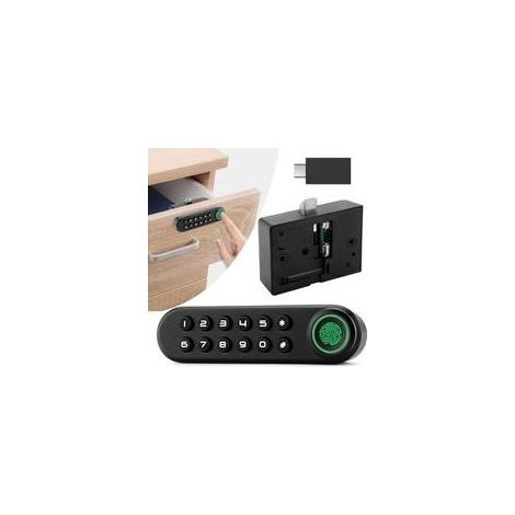 Serrure d'armoire à empreinte digitale, serrure biométrique intelligente avec mot de passe et clé USB, tiroir de rangement dissimulé sans clé, sécurité enfant, meubles en bois à monter soi-même (1/4)