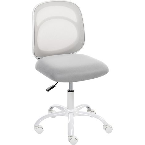 Elegante sedia girevole da scrivania Rivestimento in tessuto Base in ferro Ufficio domestico Camera dei bambini Altezza regolabile Senza braccioli Grigio chiaro Blissful