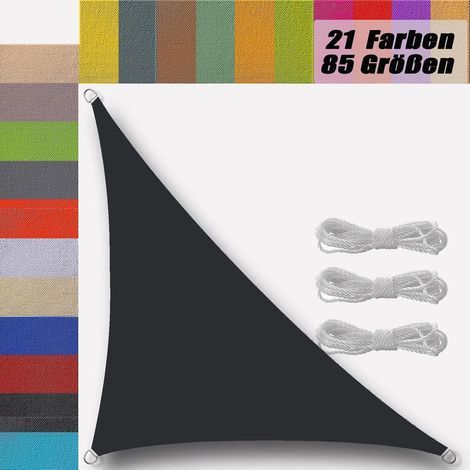 Toile d'ombrage 2x2x2.8m Imperméable en 185g/㎡ Polyester Anti 95% UV Toile imperméable pour Patio Jardin terrasse extérieur Piscine Anthracite Triangulaire Triangle (1/4)
