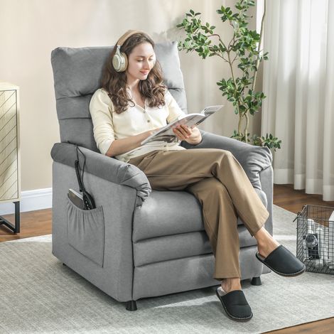Sillón Relax Reclinable Eléctrico con Calor Lumbar Masaje Vibración Motor Silencioso Función de Memoria Gris (1/5)