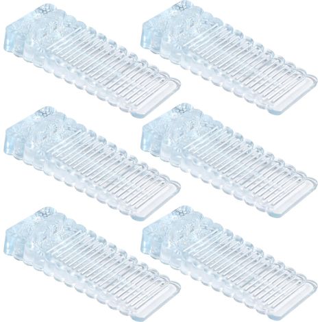 6-teiliges Set PVC-Türstopper, höhenverstellbare und stapelbare Boden-Türkeile, transparente Türstopper für Türen und Böden (1/5)