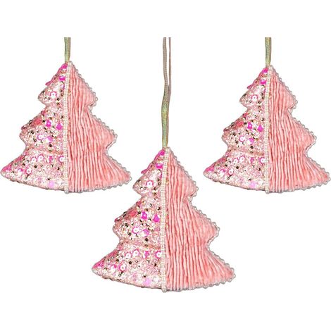 12cm Tree Baby Pink - 3Pcs Christmas Hanging Decorations (1/5)